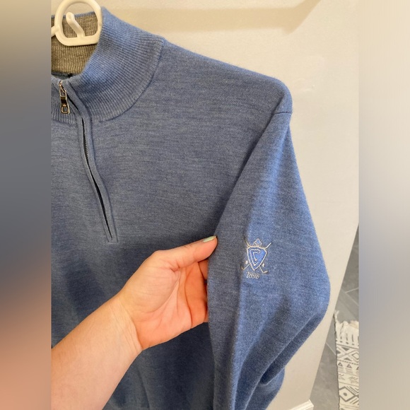 Peter Millar blue cashmere silk blend preppy sweater half zip size M pullover - Picture 3 of 5